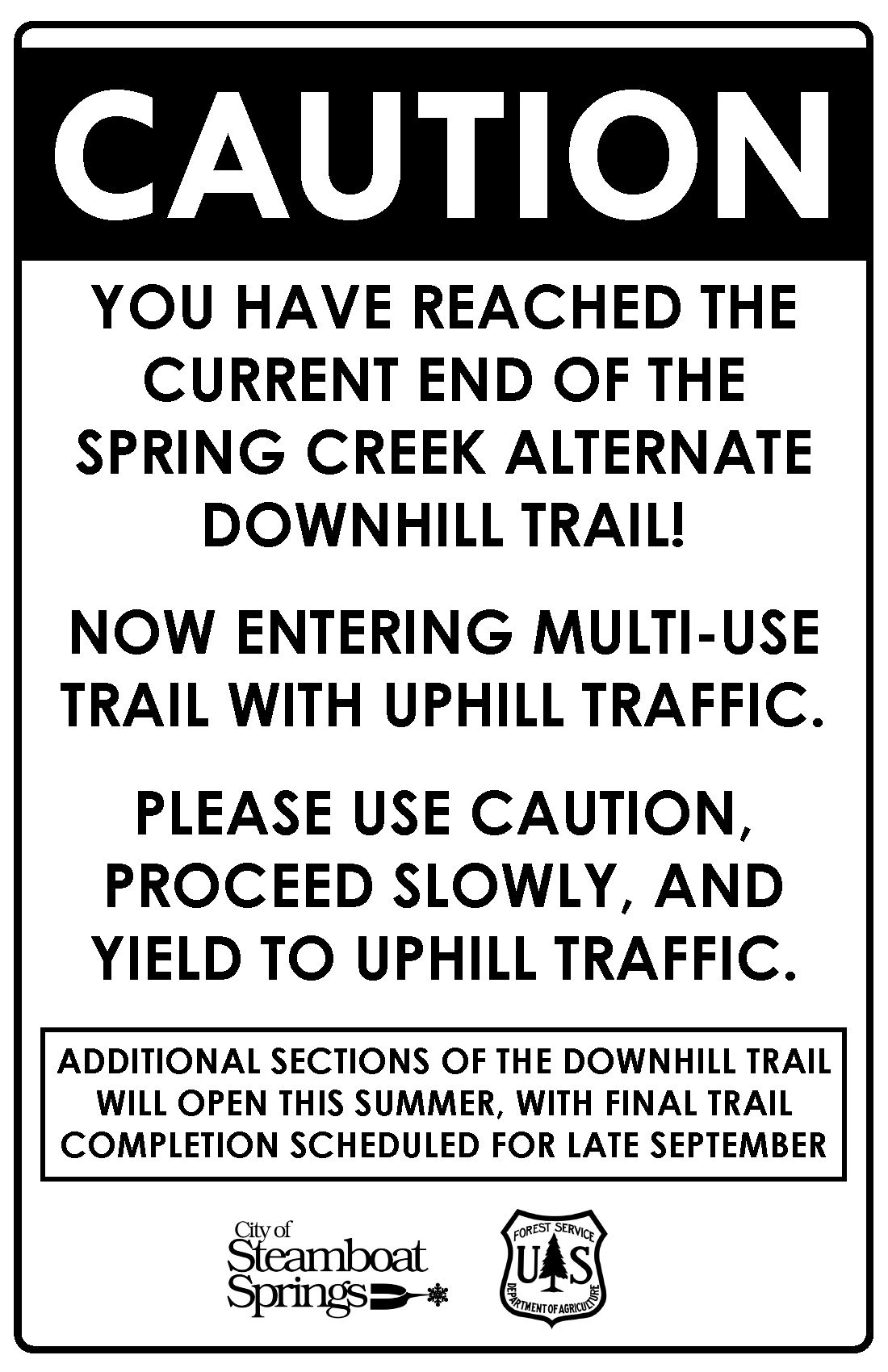 Spring Creek Connector Caution Sign