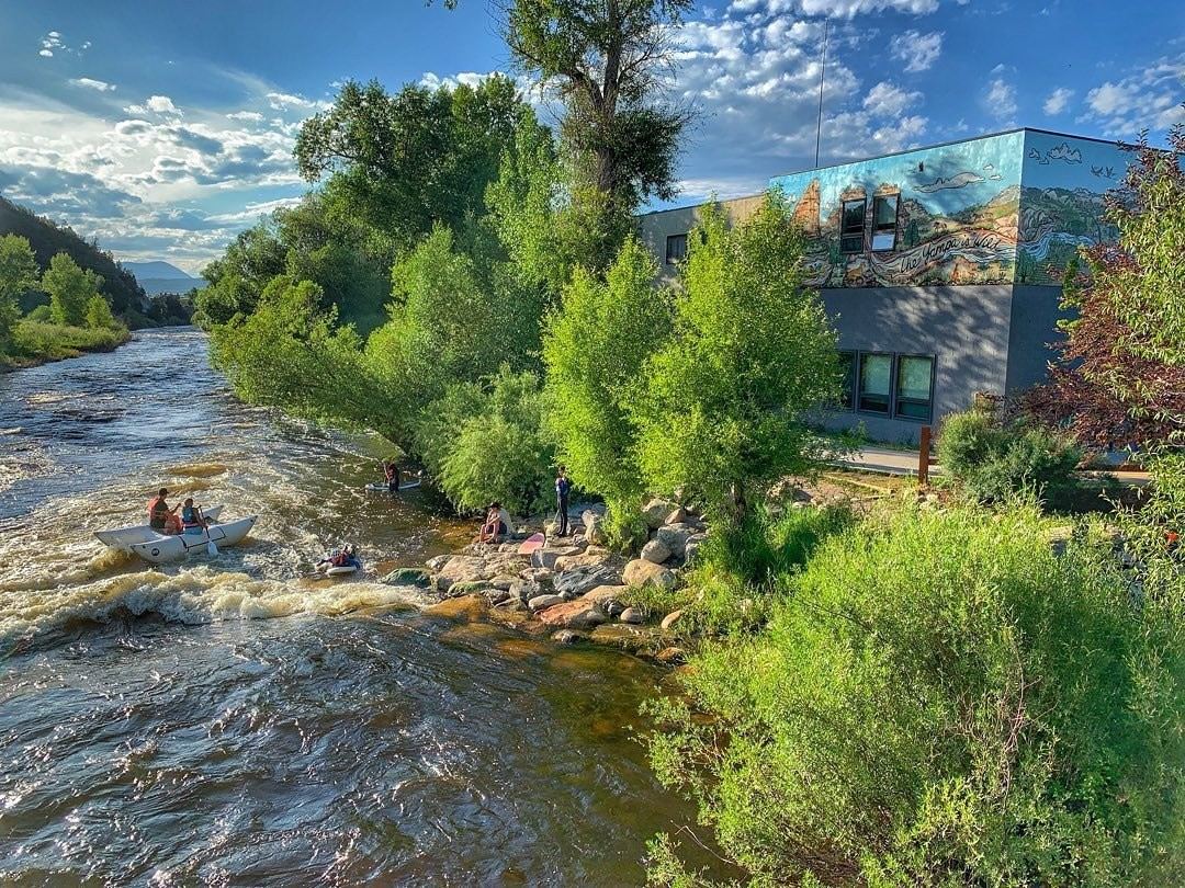 Painting of raft on Yampa river